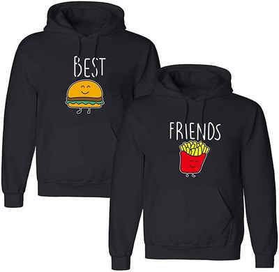 Couples Shop Kapuzenpullover Beste Freunde Damen Hoodie Pullover Burger & Pommes mit modischem Fun Print
