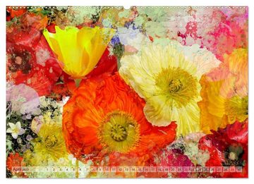 CALVENDO Wandkalender Wachgeküsst - digitale Blütenträume (Premium, hochwertiger DIN A2 Wandkalender 2023, Kunstdruck in Hochglanz)