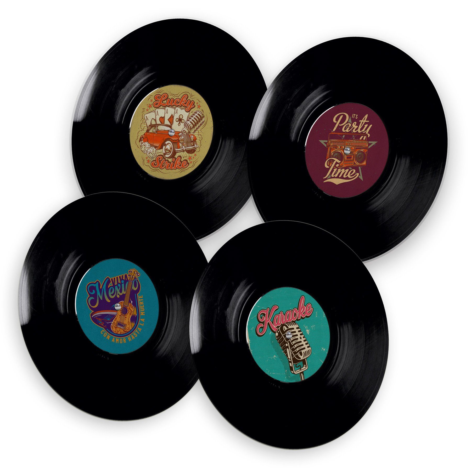 itenga Bierdeckel itenga 40x Bierdeckel rund Schallplatten Retro Untersetzer 10,7cm