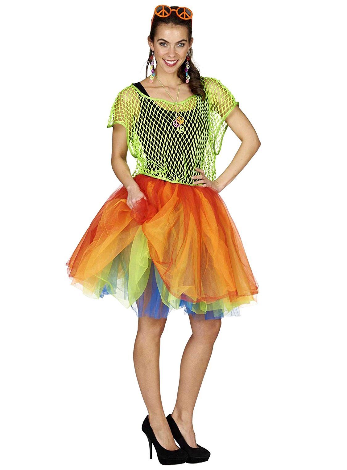 Metamorph Kostüm Regenbogen Tutu mehrlagig, Vierlagiger Ballettrock in grellbunten Farben