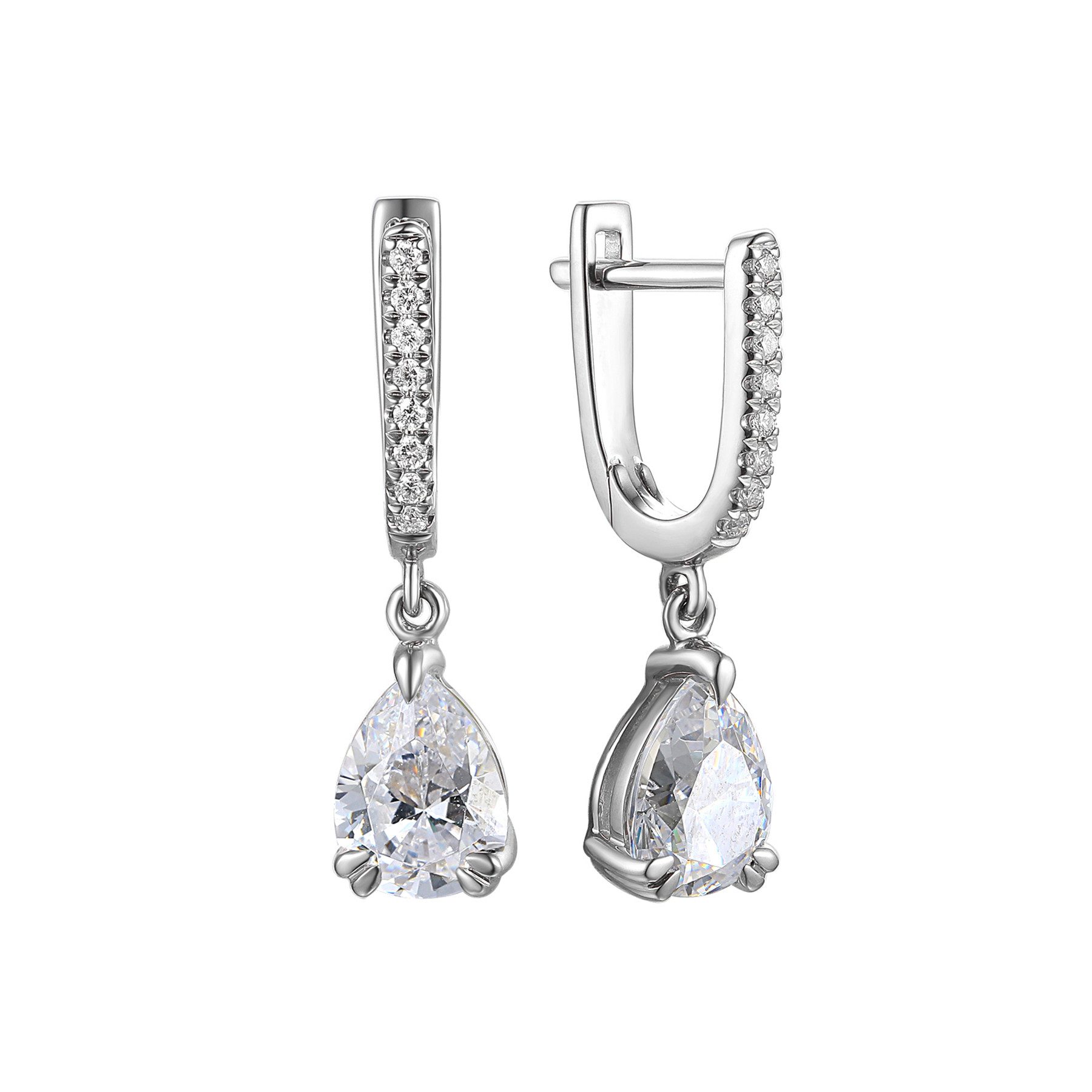Stella-Jewellery Paar Ohrhänger 585er Weißgold Ohrhänger mit Zirk. Tropfenschliff (inkl. Etui, inkl. Etui)