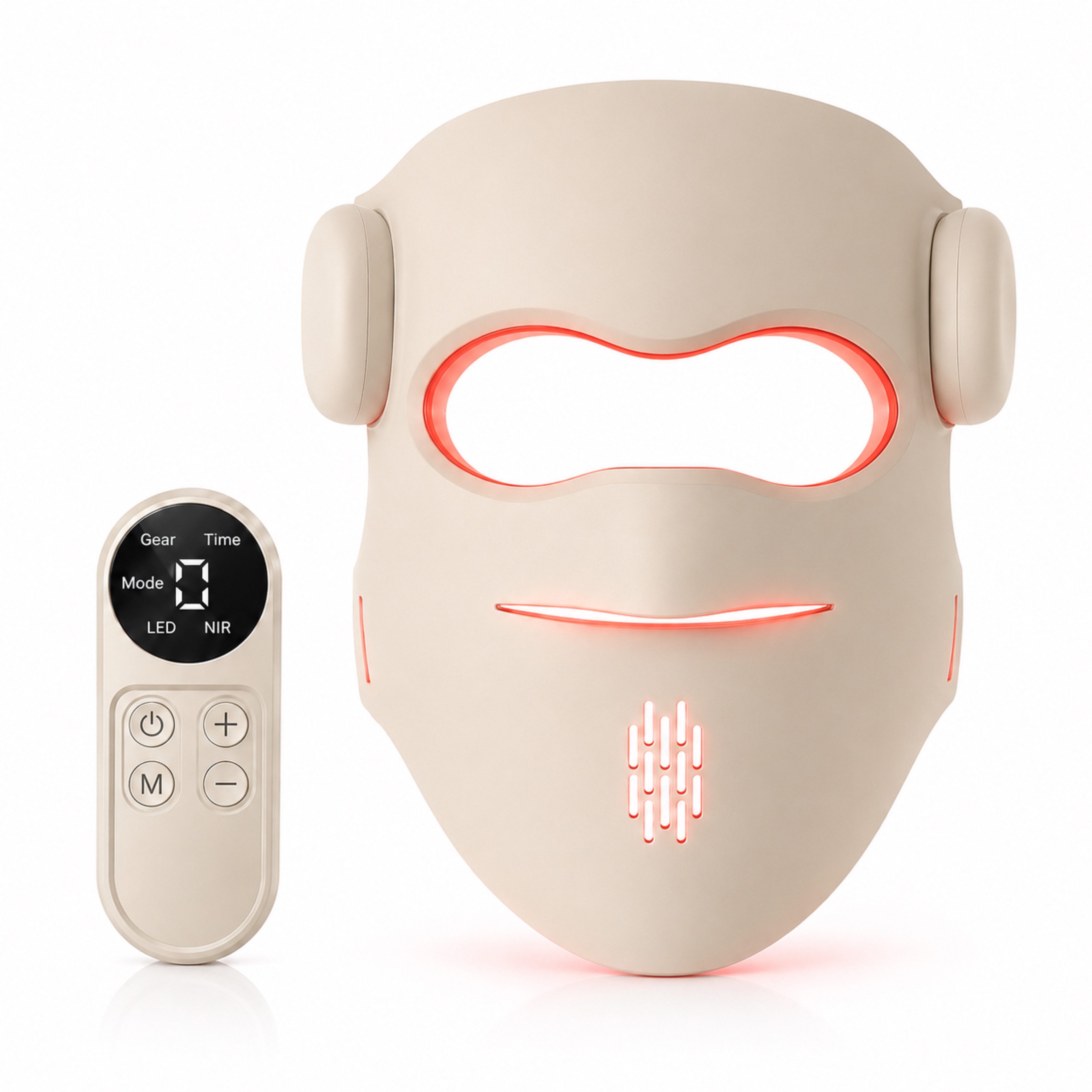 Lalano`S Cosmetics LED-Gesichtsmaske LUMIVANCE 3 Lichtmodi, 72 LEDs, Kabellose Fernbedienung & Bedienfeld, Anti-Aging-Gerät, Nah Infrarot, 3 Intensitätsstufen, Kombinierte Modis