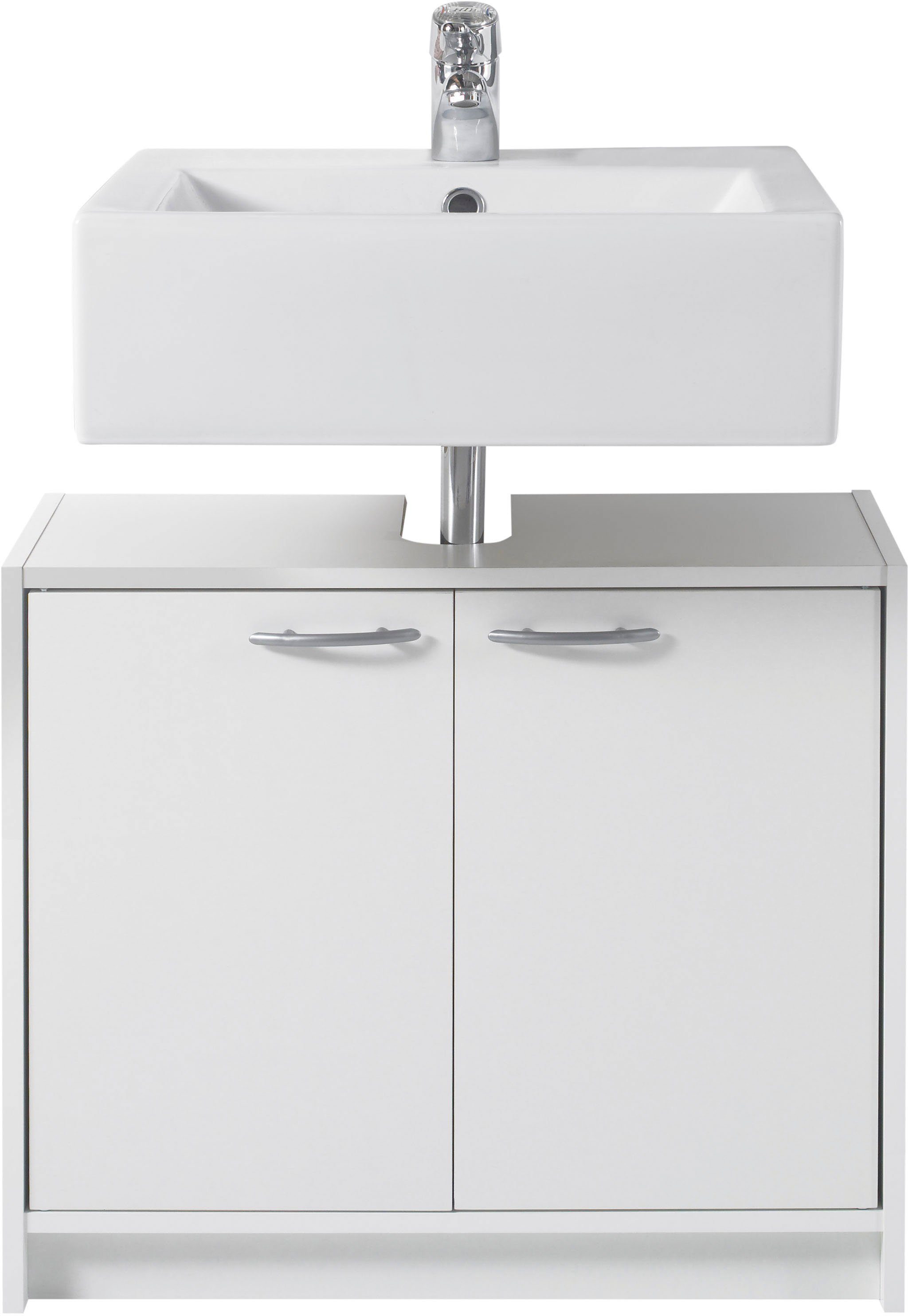 BASIC by Balculina Waschbeckenunterschrank Badschrank Unterschrank WBU (1-St) weiß matt mit Breite 63 cm, Badezimmerschrank mit 2 Türen
