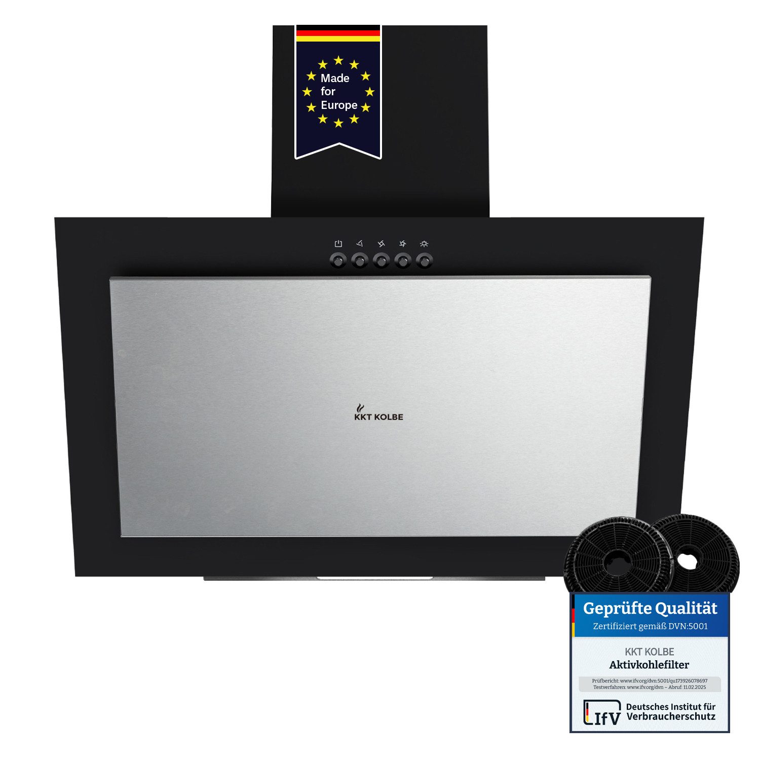KKT KOLBE Wandhaube Dunstabzugshaube 60cm VTH601ED Dunstabzugshaube 60cm VTH601ED, Kopffreihaube / Abzugshaube / Schwarz / Glas / Edelstahl