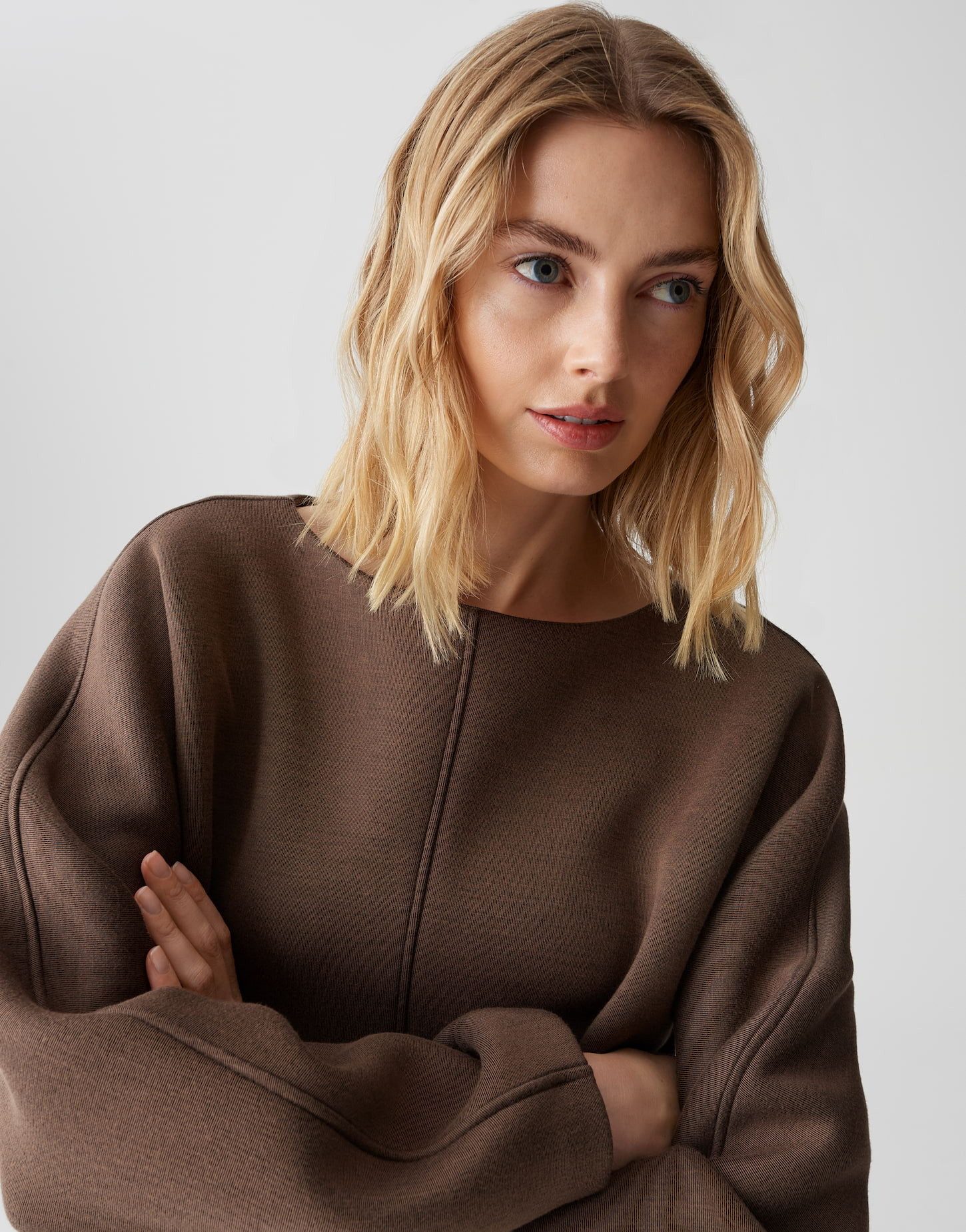 OPUS Sweatshirt GILAN weich mit Ballonärmeln lockere Passform, glatter Griff, elastischer Stoff