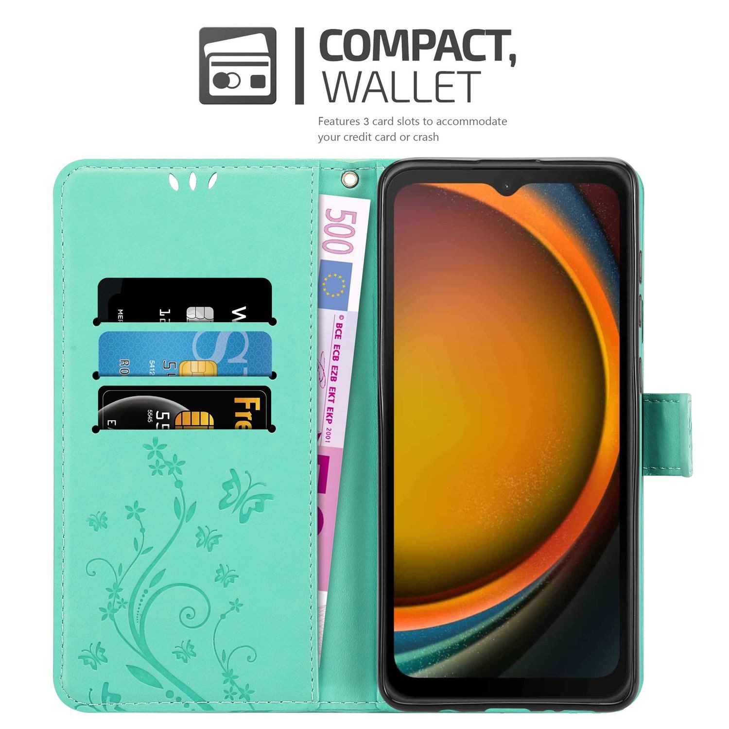 Cadorabo Handyhülle für Samsung XCover 7 Hülle Samsung XCover 7, Hülle Schutzhülle Blumen Flower mit Standfunktion Kartenfach Magnet