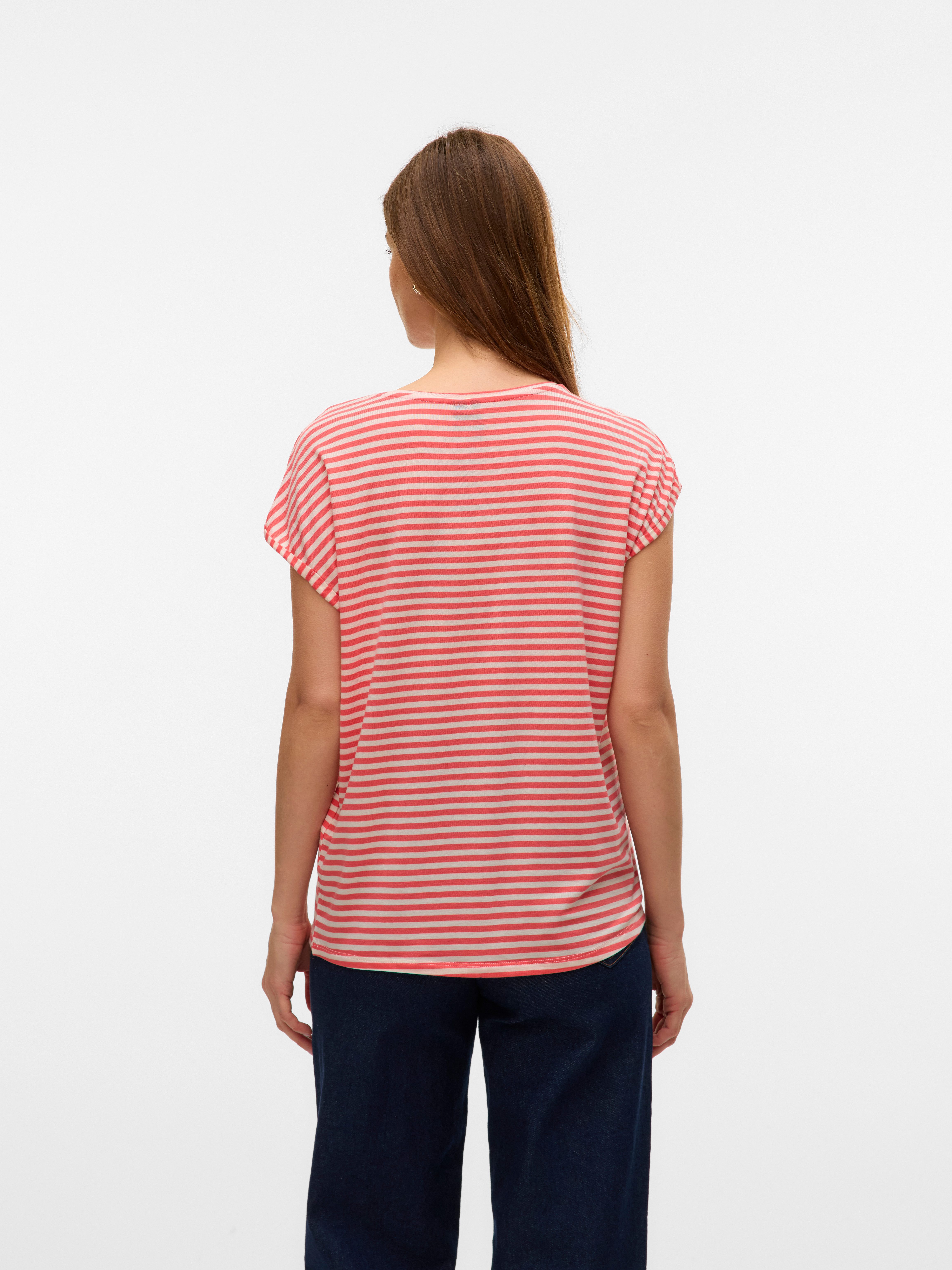 Vero Moda Rundhalsshirt VMAVA PLAIN SS TOP STRIPE GA JRS NOOS Materialmix, günstig online kaufen