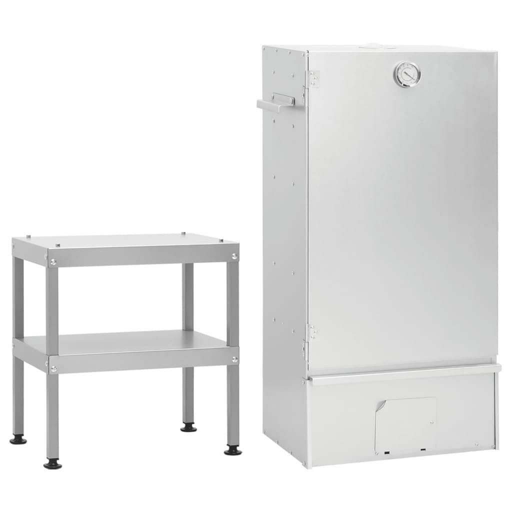 vidaXL Holzkohlegrill 445 x 29 x 83 cm Räucherofen mit Tisch Verzinkter Stahl