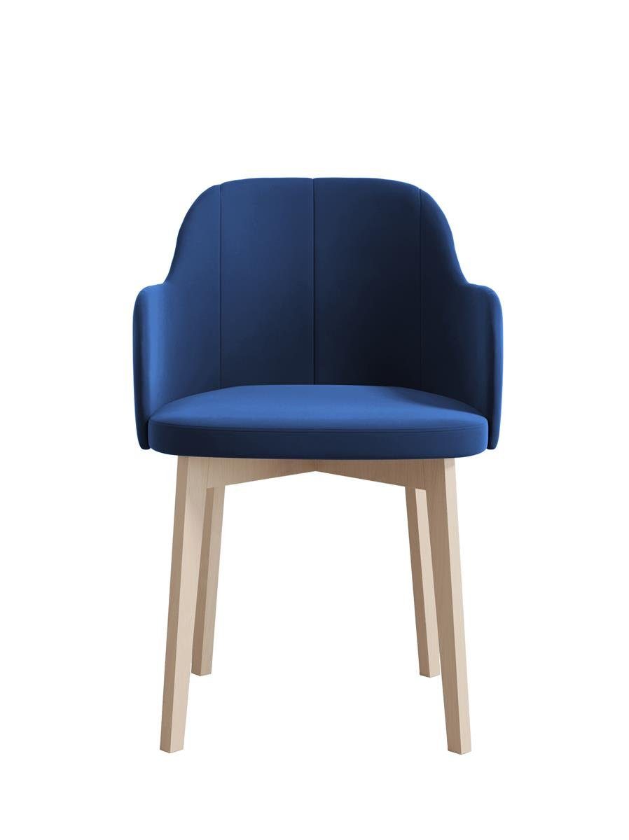 (modernes Stuhl Beautysofa Relax Design, Polsterstuhl Relaxstuhl, 81) Wohnzimmerstuhl mit Holzstuhl), Holzbeine, Blau II (riviera