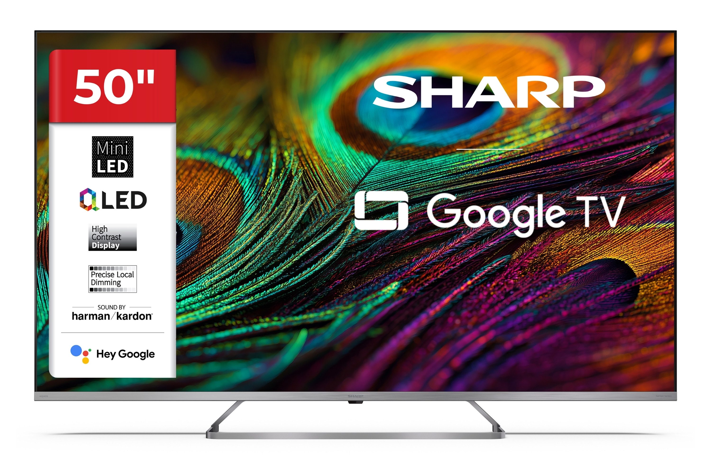 Sharp 50JP7765E QLED-Fernseher (126 cm/50 Zoll, 4K Ultra HD, Google TV, Google TV, Mini-LED, HDR Dolby Vision & Atmos, Sound by Harman Kardon)