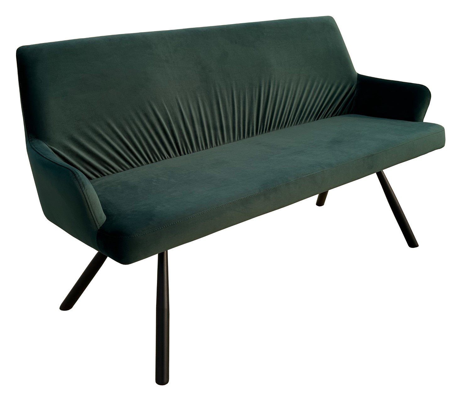 bene living Sofa Armlehnen - Metall-Gestell cm Rückenlehne - - - - - dunkelgrün, Samt 165 Esszimmer Modena Samtbezug - hohe