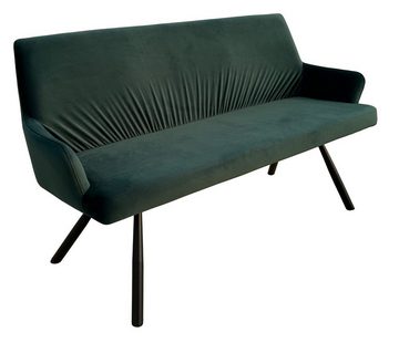 bene living Sofa Modena - 165 cm - Samt - dunkelgrün, Samtbezug - Metall-Gestell - hohe Rückenlehne - Armlehnen - Esszimmer