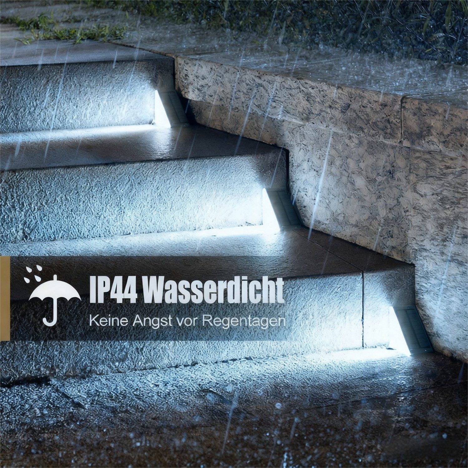 QUBEBU LED Solarleuchte Solar Bodenleuchten Aussen Solarleuchte Garten, Solar-Stufenleuchten, 3000K Warmweiß LED Stufenleuchte, für Treppen Stufen Zäune Höfe Weg, 2/4/6/8/10er Packs LED Wandlampe Solarleuchten für den Außenbereich