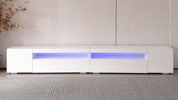 OKWISH TV-Schrank Moderner TV-Schrank, helles Panel, variable LED-Beleuchtung Wohn- und Esszimmer 240cm, Symmetrisches Design