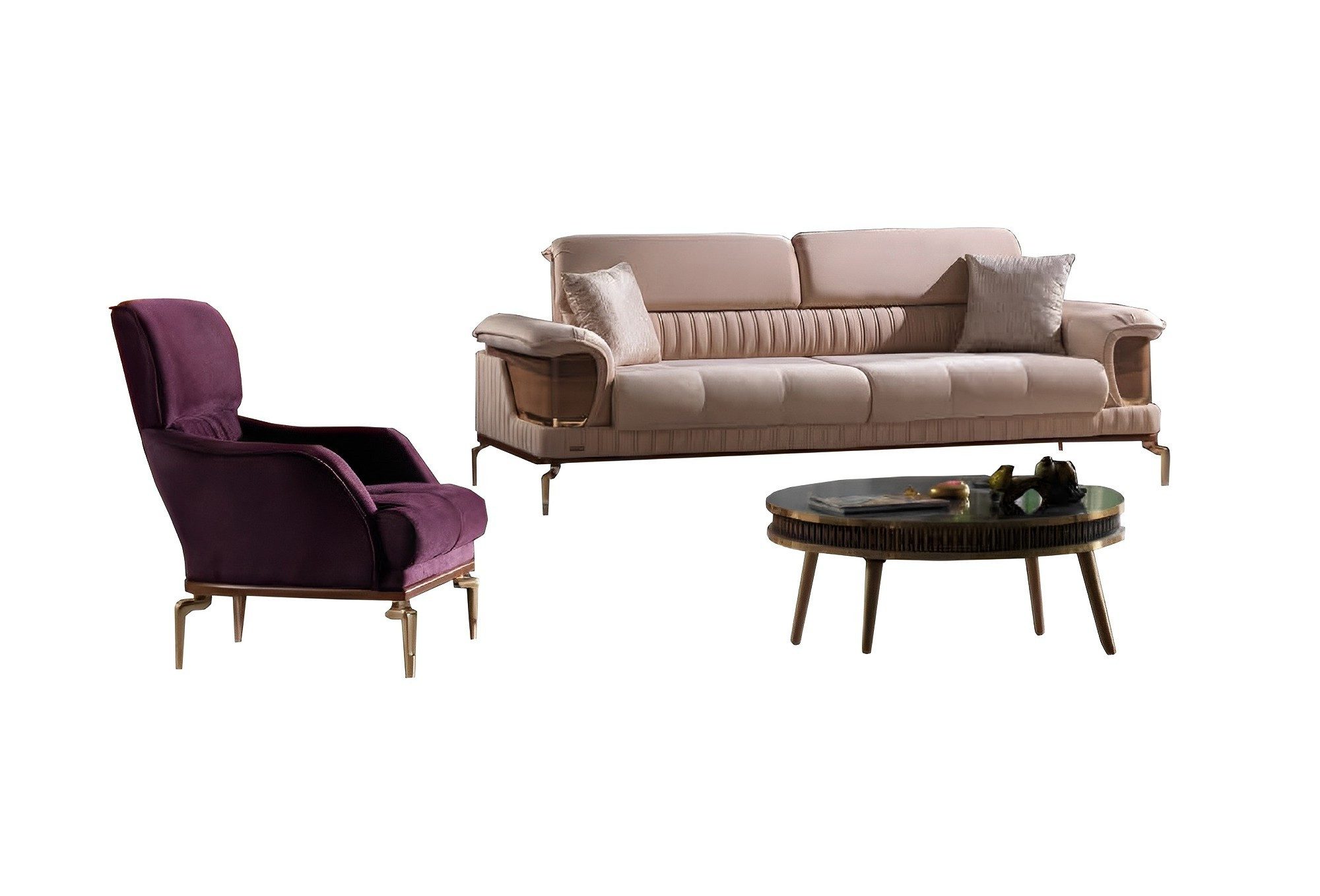 Xlmoebel Polstergarnitur 2tlg Wohnzimmer Set Sofa 3+1 Sitzer Luxus Design Möbel, (Wohnzimmer Set, 2-tlg., 2tlg Wohnzimmer Set 3+1 Sitzer), Made in Europa