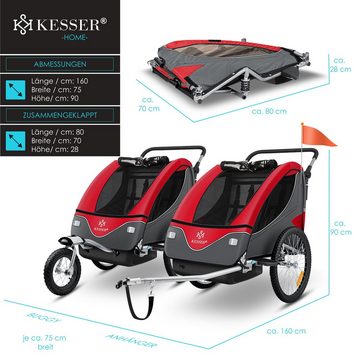 KESSER Fahrradkinderanhänger, Kinderanhänger Fahrradanhänger 360° Drehbar mit Feder