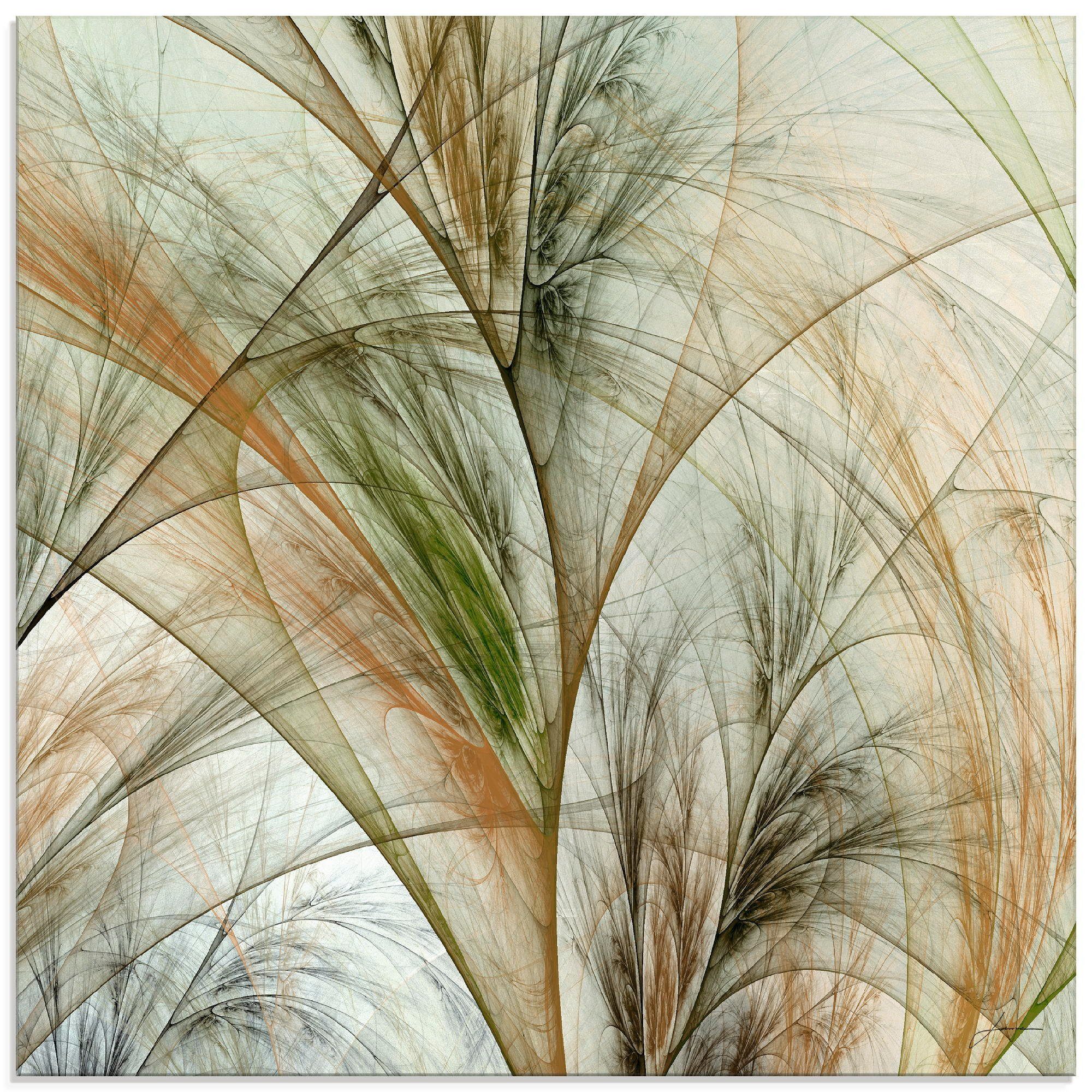 IV, Fraktales Größen in (1 St), Artland Gras Gräser Glasbild verschiedenen