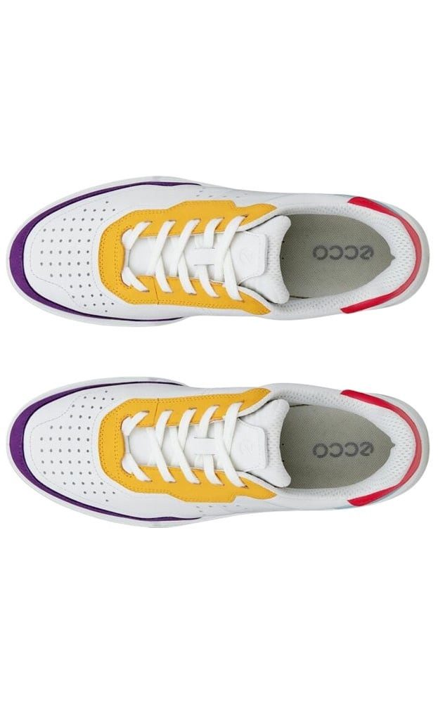 Ecco Street Court Lea (Premium-Leder) weiss/gelb/violett Damen Sneaker günstig online kaufen