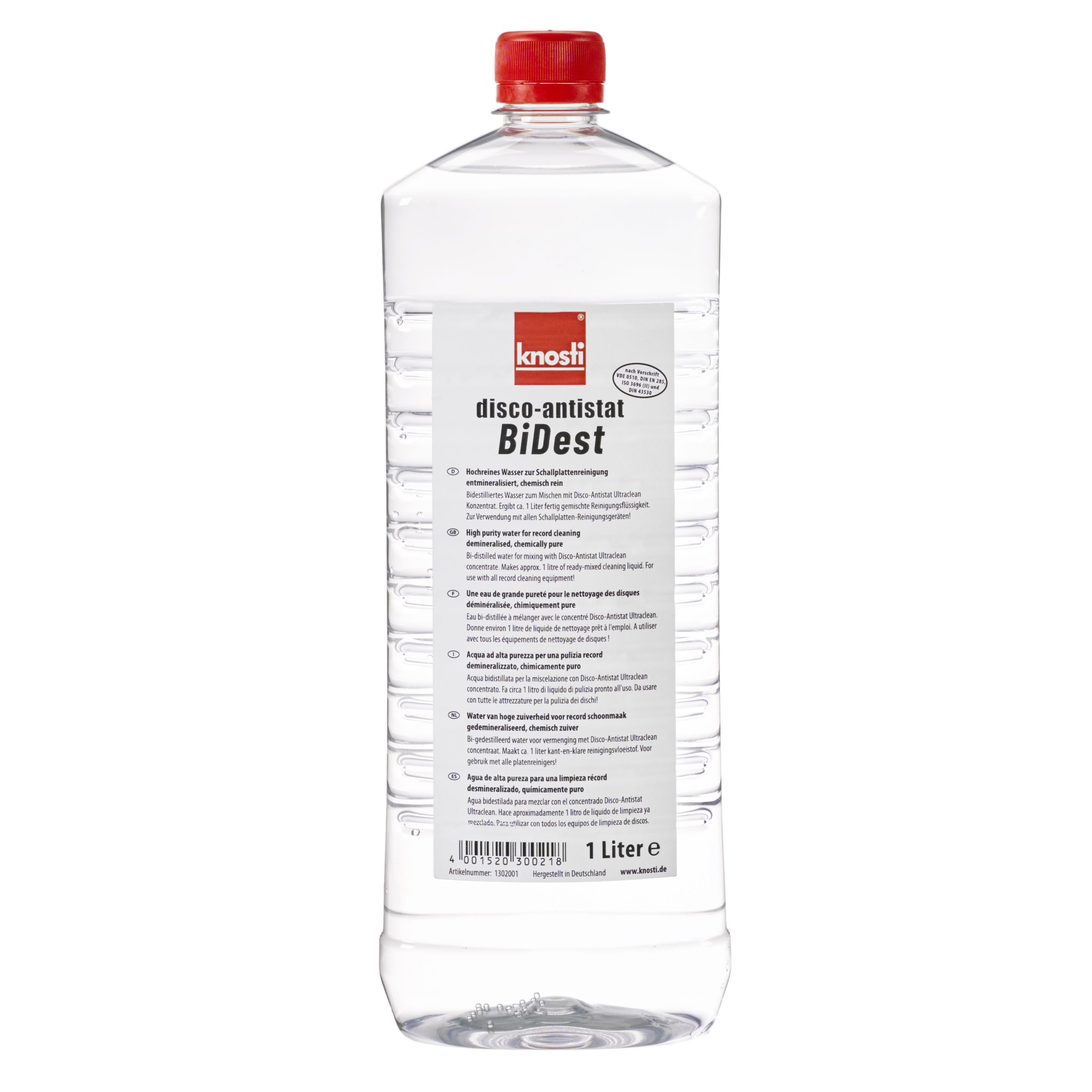 Knosti Plattenspieler (Disco-Antistat BiDest - Spezialwasser f. Plattenwäsche (1L) von Knosti