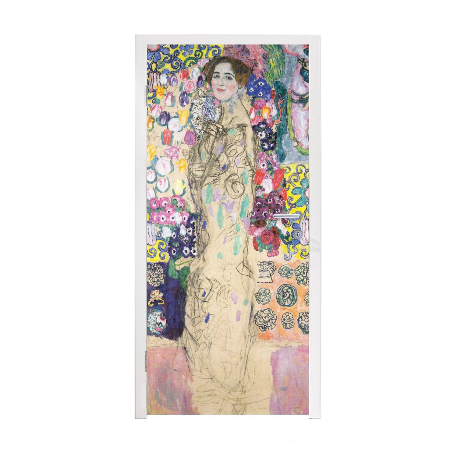 Klimt, Ria Munk Matt, Bildnis III bedruckt, Gustav cm Türtapete Türaufkleber, St), (1 MuchoWow der Fototapete Tür, für - 75x205