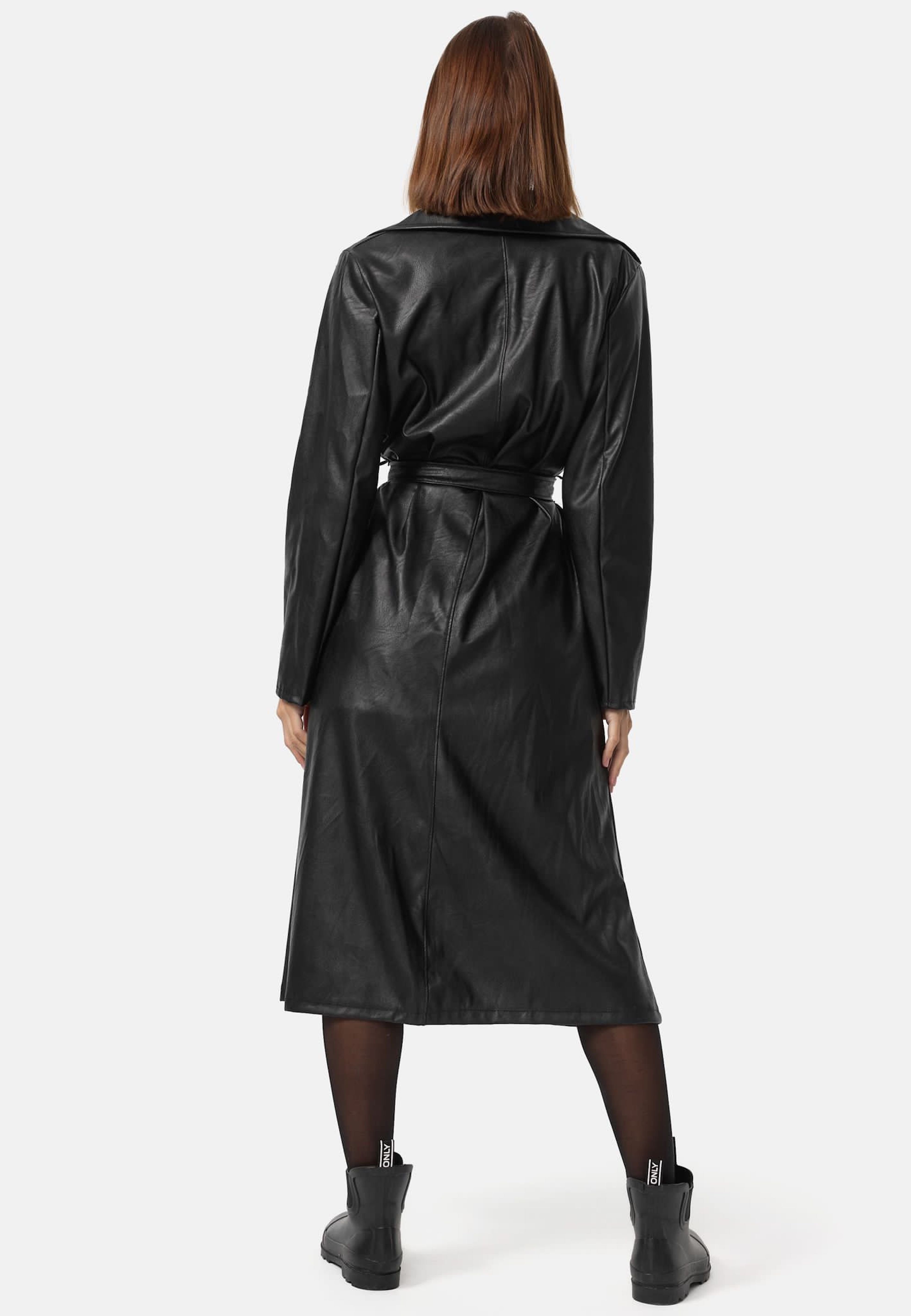 Worldclassca Trenchcoat Worldclassca TRENCHCOAT Kunstleder Gürtel Reverskragen Lang Mantel Neue Kollektion - Stilvolle und gemütliche Mode für Damen