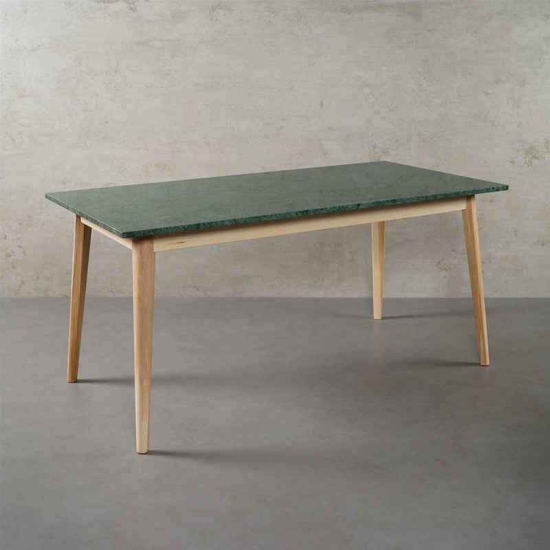 MAGNA Atelier Esstisch MALMÖ mit Marmor Tischplatte, Dining Table, Küchentisch, Esche Gestell, 160x80x75cm