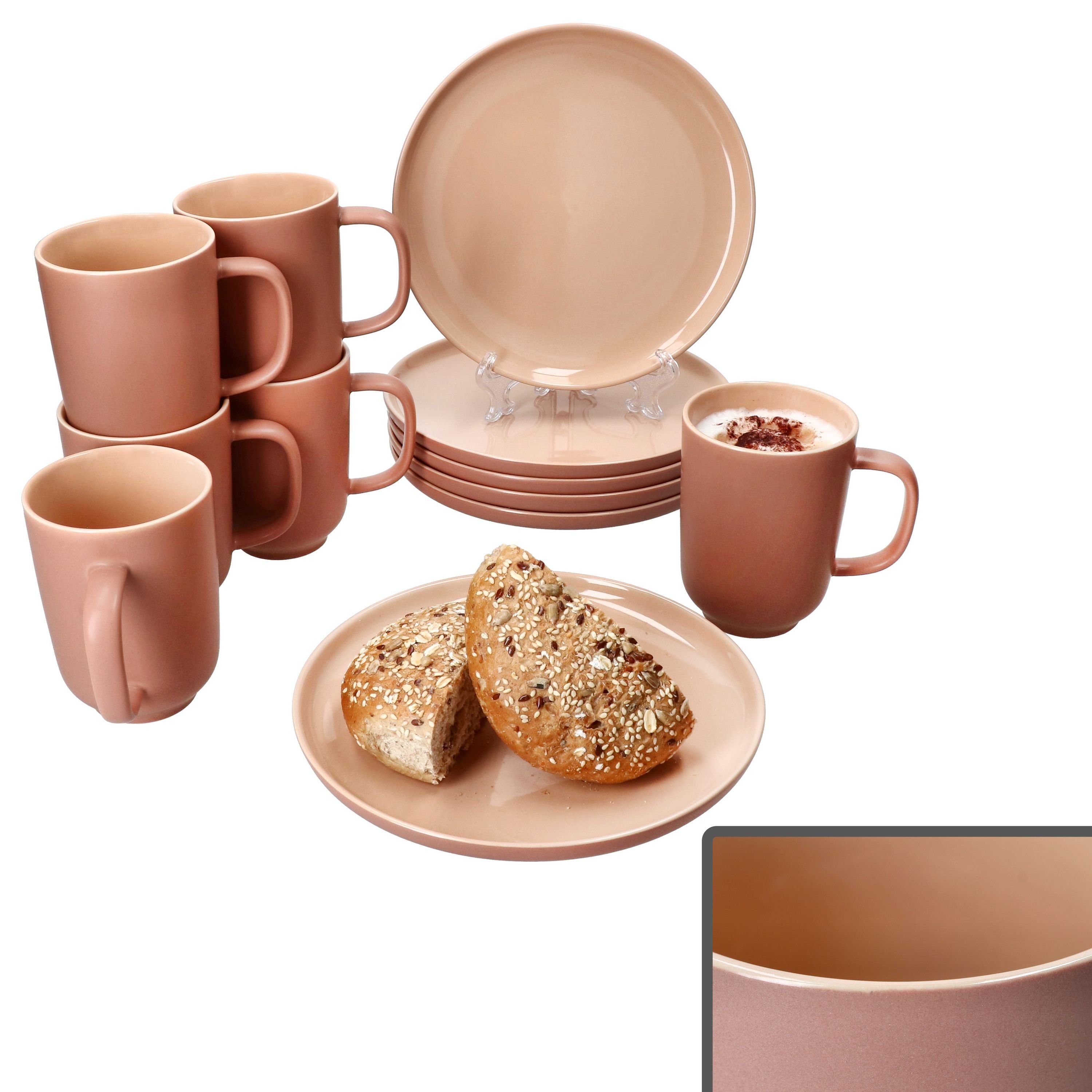 Frühstücks-Geschirrset Ritzenhoff Jasper 12tlg Frühstücksset Puder Steingut