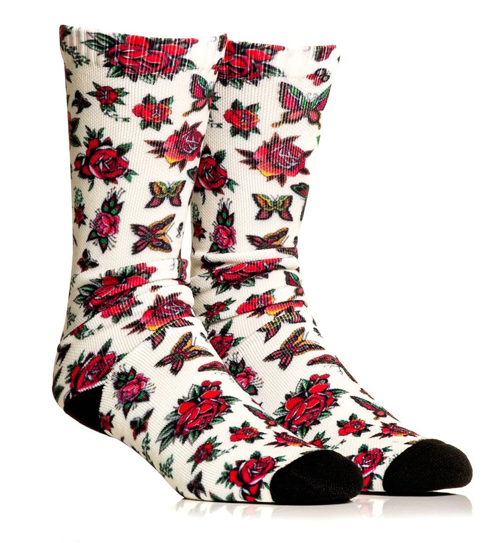 Sullen Clothing Freizeitsocken Mariposa Creme Strümpfe Art Collective Tattoo Schmetterlinge