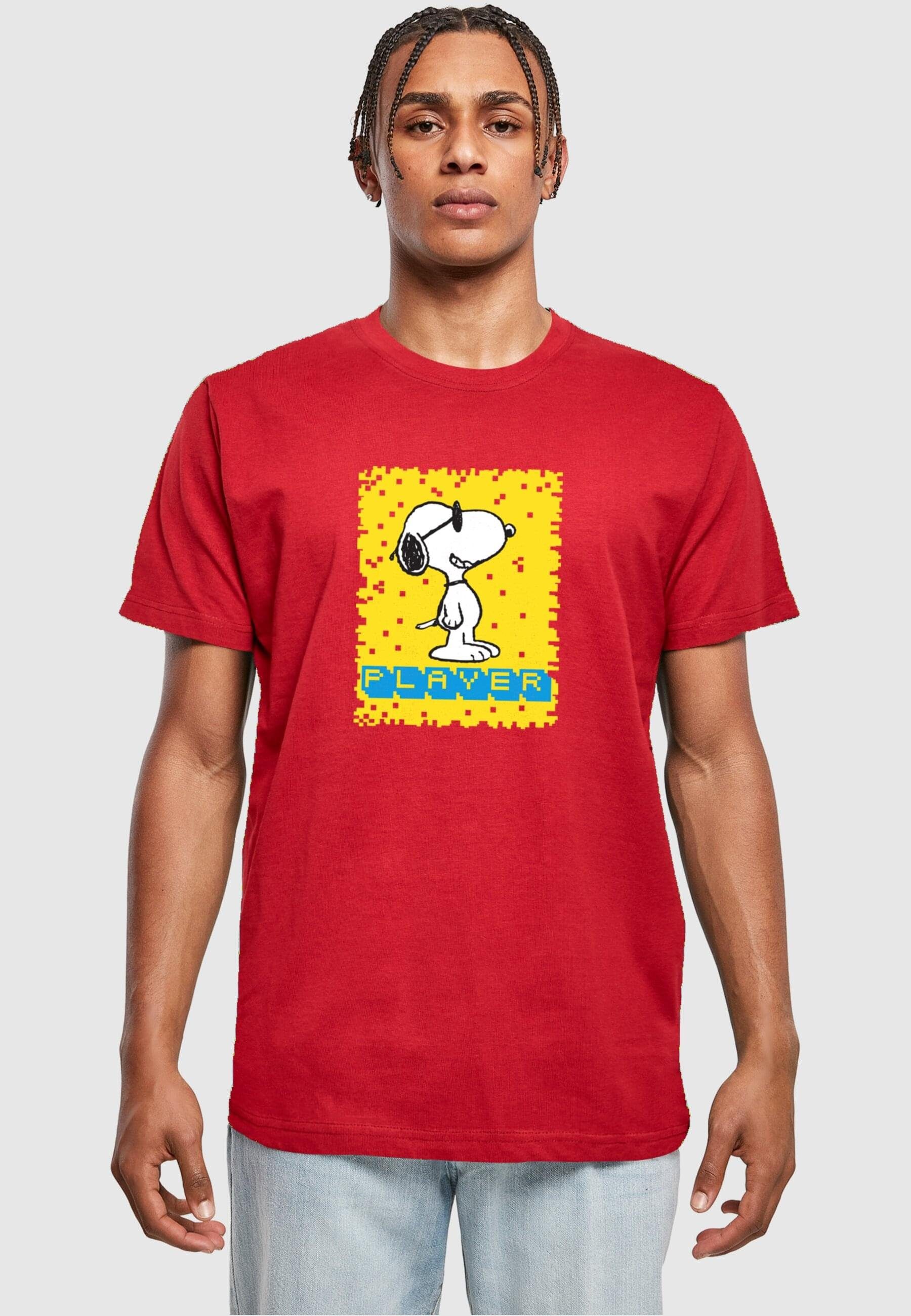 T-Shirt Player - Neck Peanuts Merchcode Herren T-Shirt (1-tlg) burgundy Round