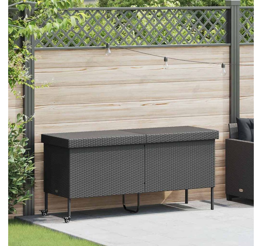 Thumbnail - vidaXL Auflagenbox Kissentruhe Auflagenbox Gartentruhe mit Rollen Schwarz 160x55x75 cm Po