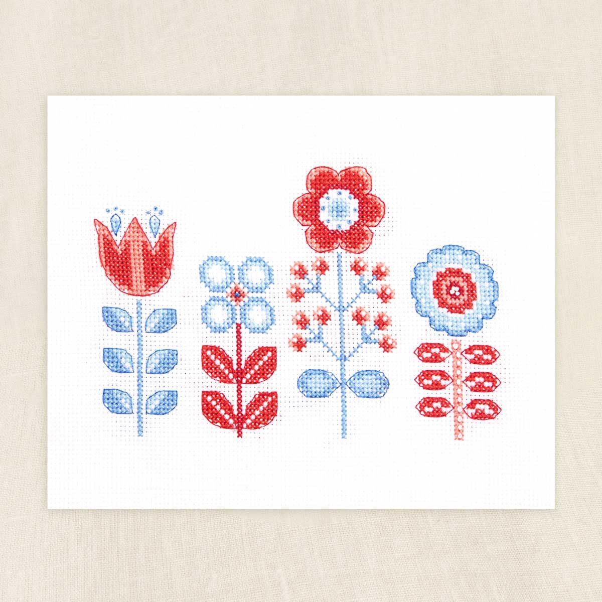 DMC Kreativset DMC Kreuzstich Stickpackung "Landblumen", Zählmuster, 17x11,5cm..., (embroidery kit by Marussia)