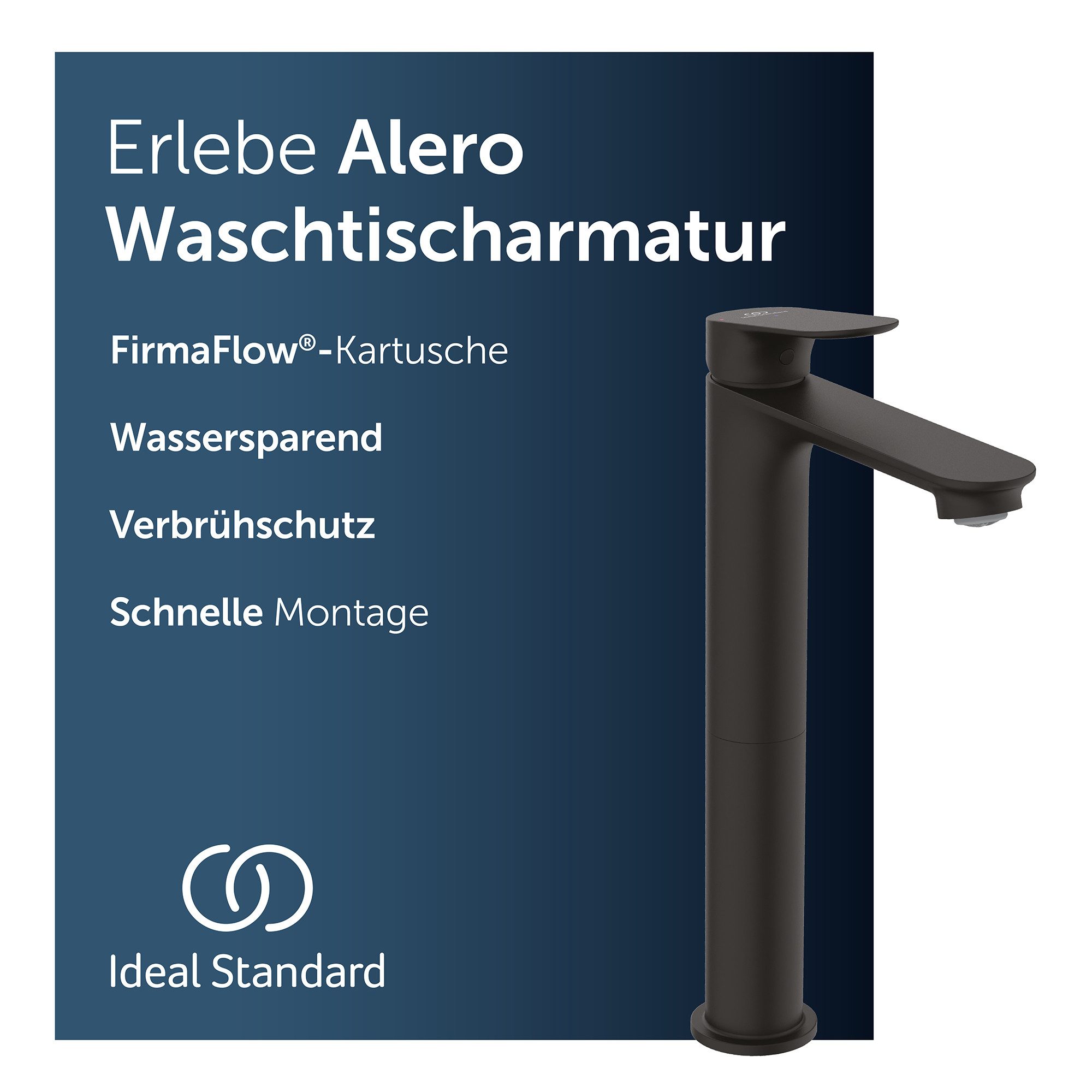 Ideal Standard Waschtischarmatur Alero FirmaFlow® Kartusche, Wassersparend, EasyFix® Schnellmontagesystem