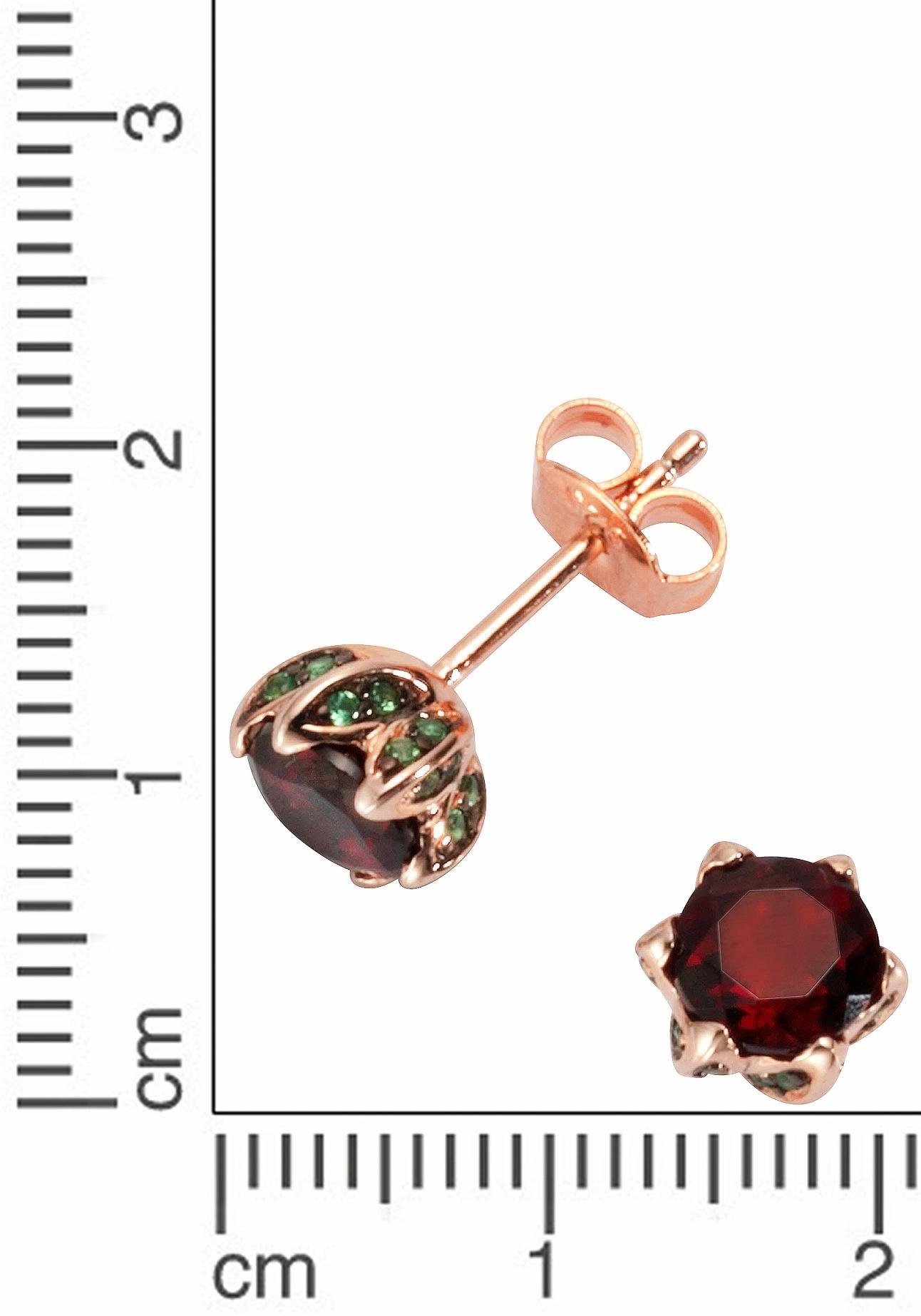 Firetti Paar Ohrstecker Schmuck Geschenk Silber 925 Ohrschmuck Edelstein Granat, mit Granat, Zirkonia (synth)