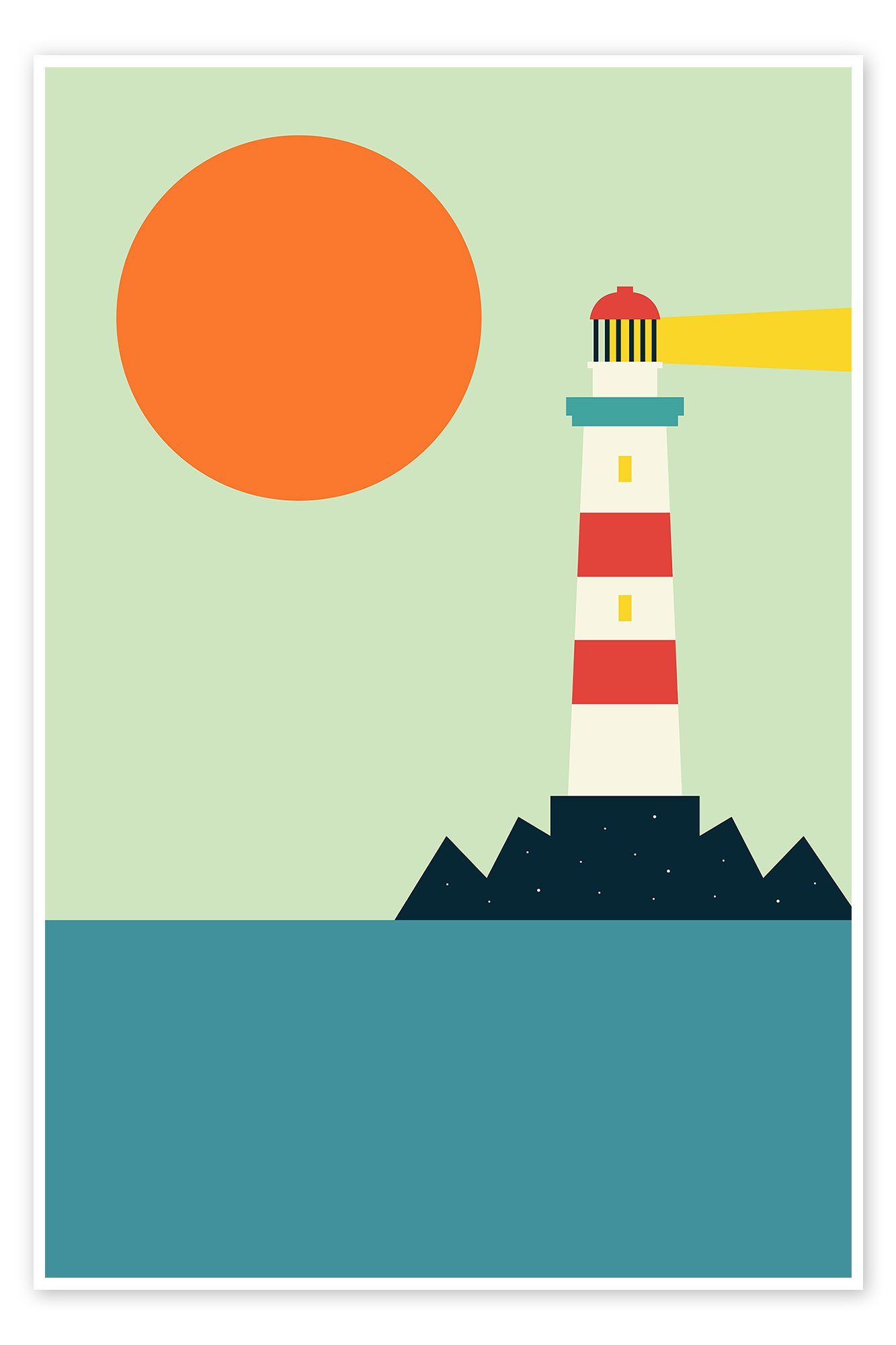 Posterlounge Poster Andy Westface, Leuchtturm, Kinderzimmer Maritim Illustration