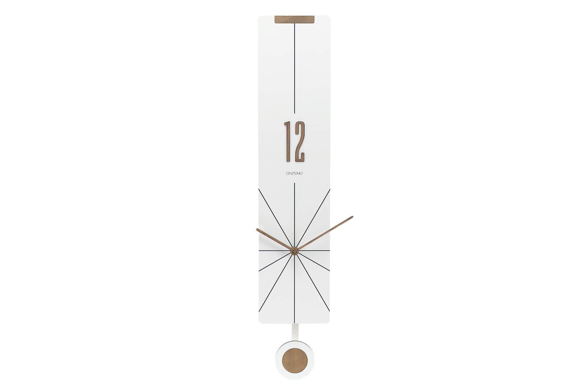 ONZENO Wanduhr THE WHITE PENDULUM. 14x72x1.3 cm Design-Uhr) (handgefertigte