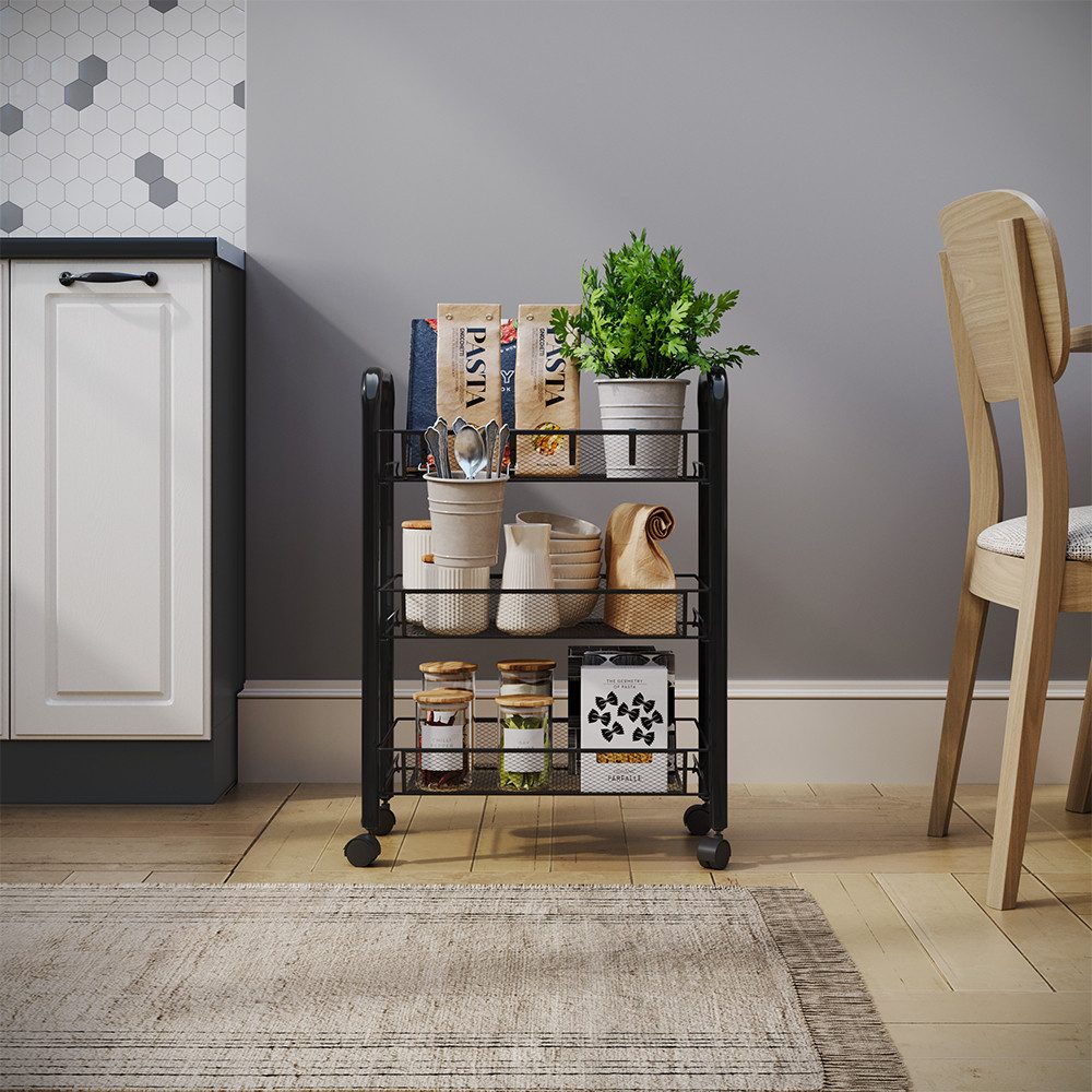 Vicco Barschrank Tarro, Schwarz, 45 x 64 cm mit 3 Ablagefächern (1-St)