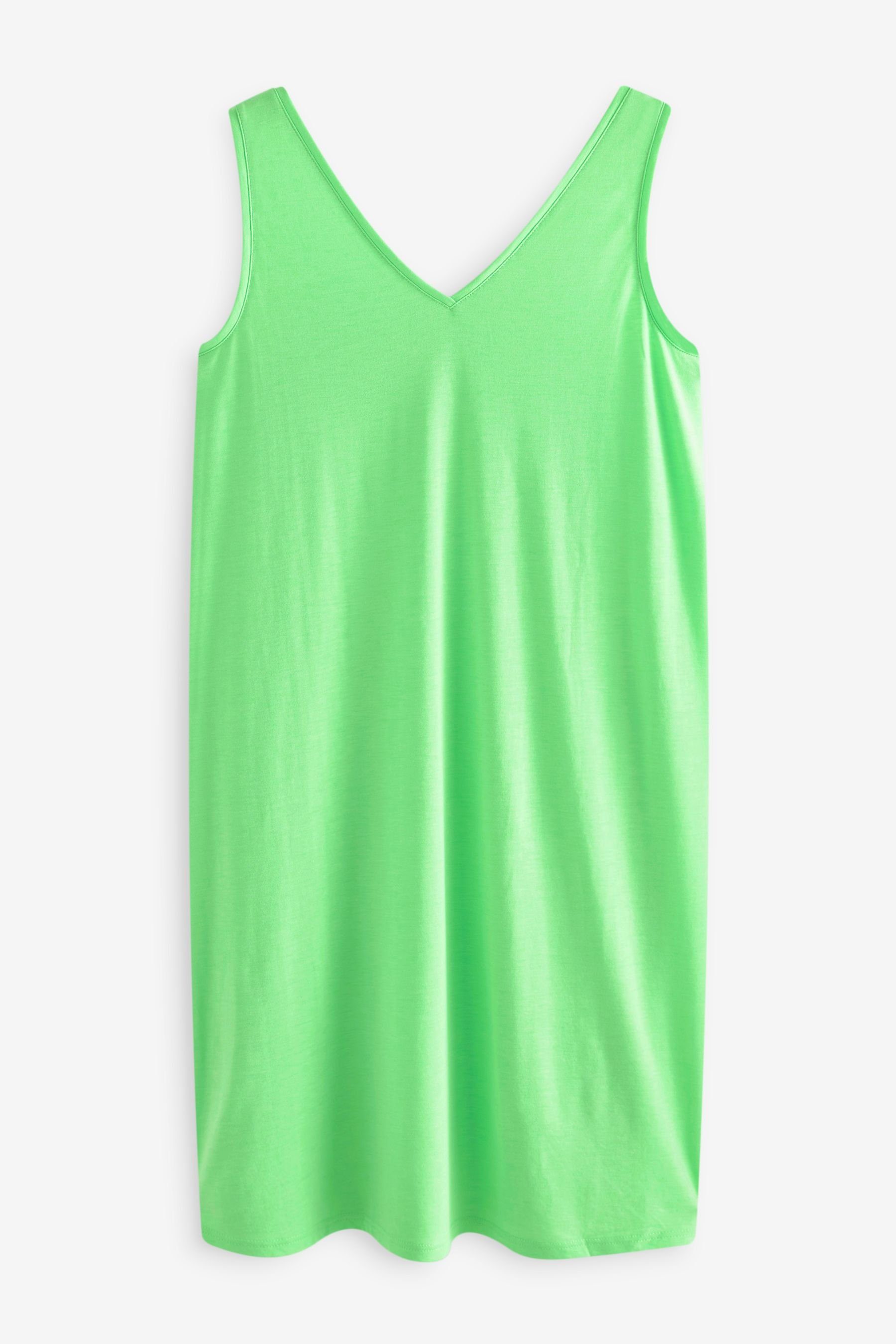 Next Jerseykleid Lässiges Kleid mit V-Ausschnitt (1-tlg) Fluro Green