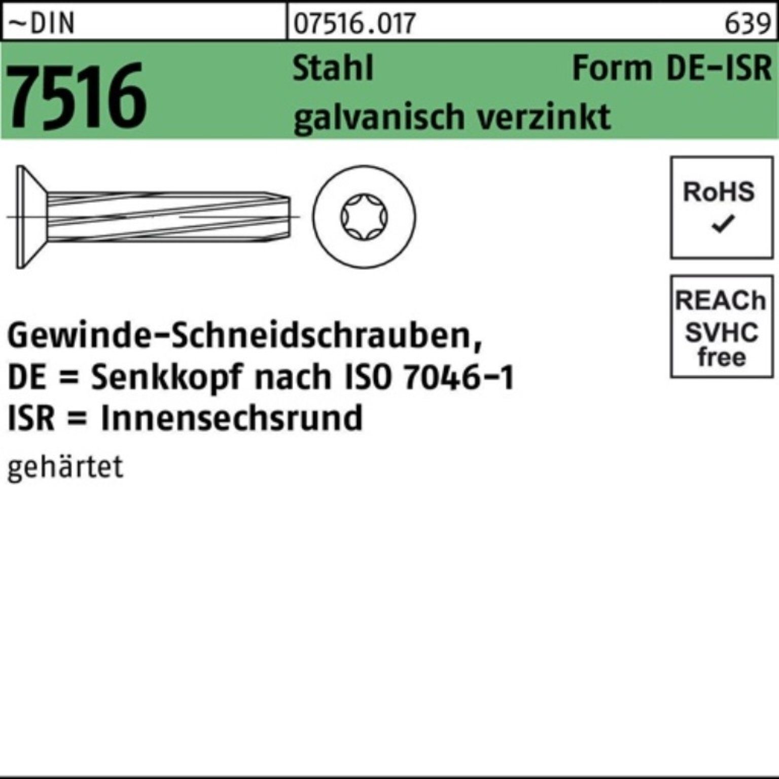 Reyher Gewindeschraube 2000er Pack Gewindeschneidschraube DIN 7516 SEKO ISR DE M4x8-T20 Stahl