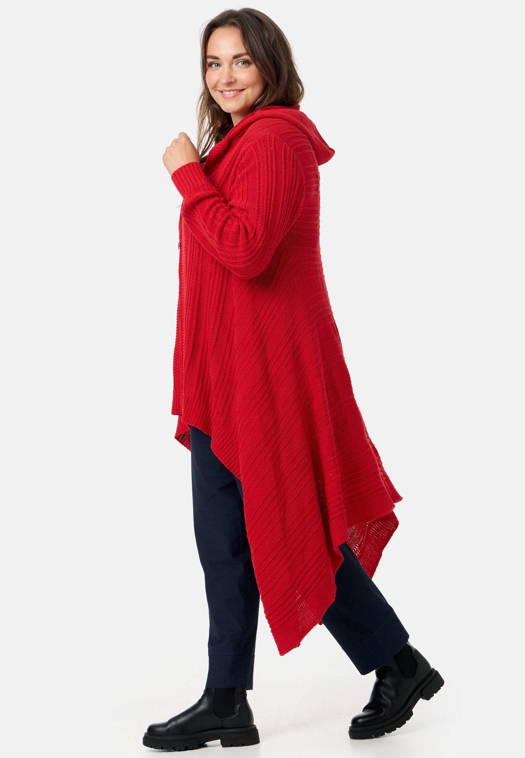 100% Strickjacke 'Pure' aus asymmetrischem Strickjacke Rot Kekoo Baumwolle mit Zipfelsaum