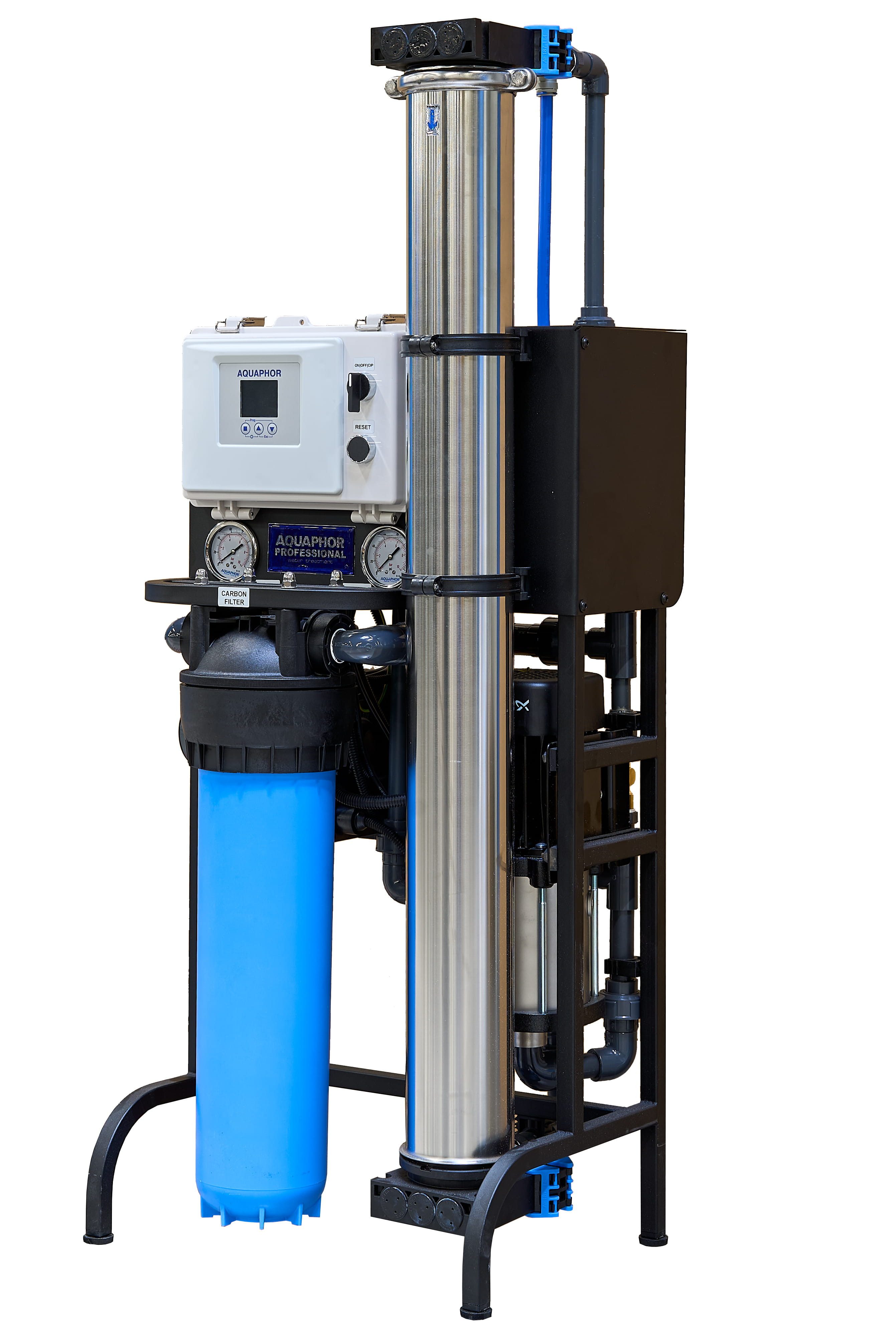 Aquintos Wasseraufbereitung Osmoseanlage APRO-250 Black Edition, für Umkehrosmose, 250 Liter / Stunde, SPS-Steuerung, App-Anbindung