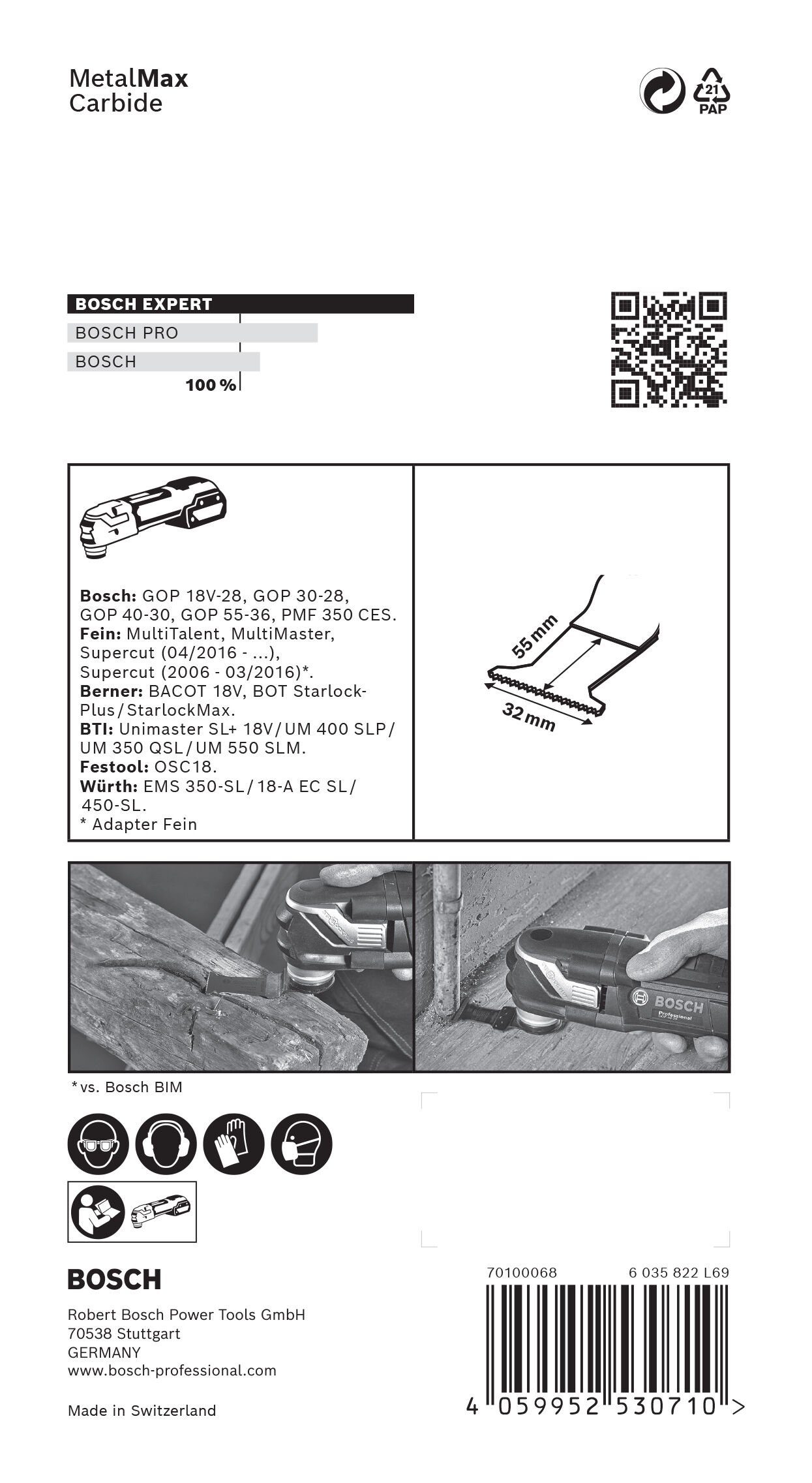 Expert MetalMax BOSCH x mm Tauchsägeblatt 32 Expert AT, MetalMax Carbide - PAIZ 50 32