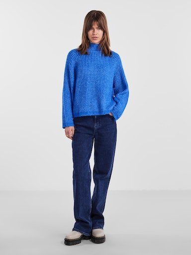 LS pieces NECK Blue HIGH PCNELL Strickpullover KNIT French NOOS