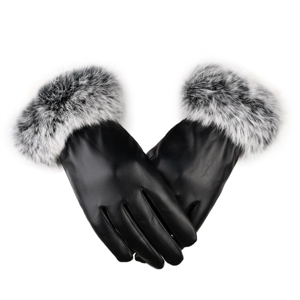 Kunstleder Plüschhandschuhe aus warme Lederhandschuhe Damenhandschuhe, Rouemi Modische