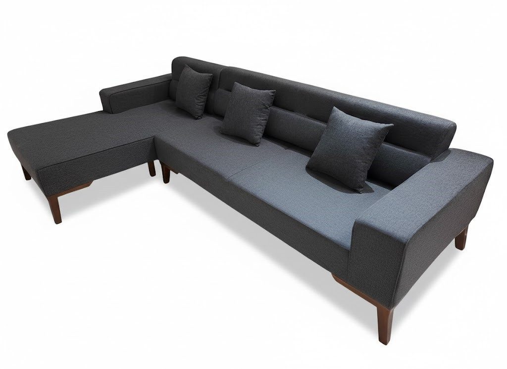 Xlmoebel Ecksofa Moderne Eckcouch graues Luxus Ecksofa L-Form Sofa Textil Sofort, 1 Teile, Hergestellt in Europa