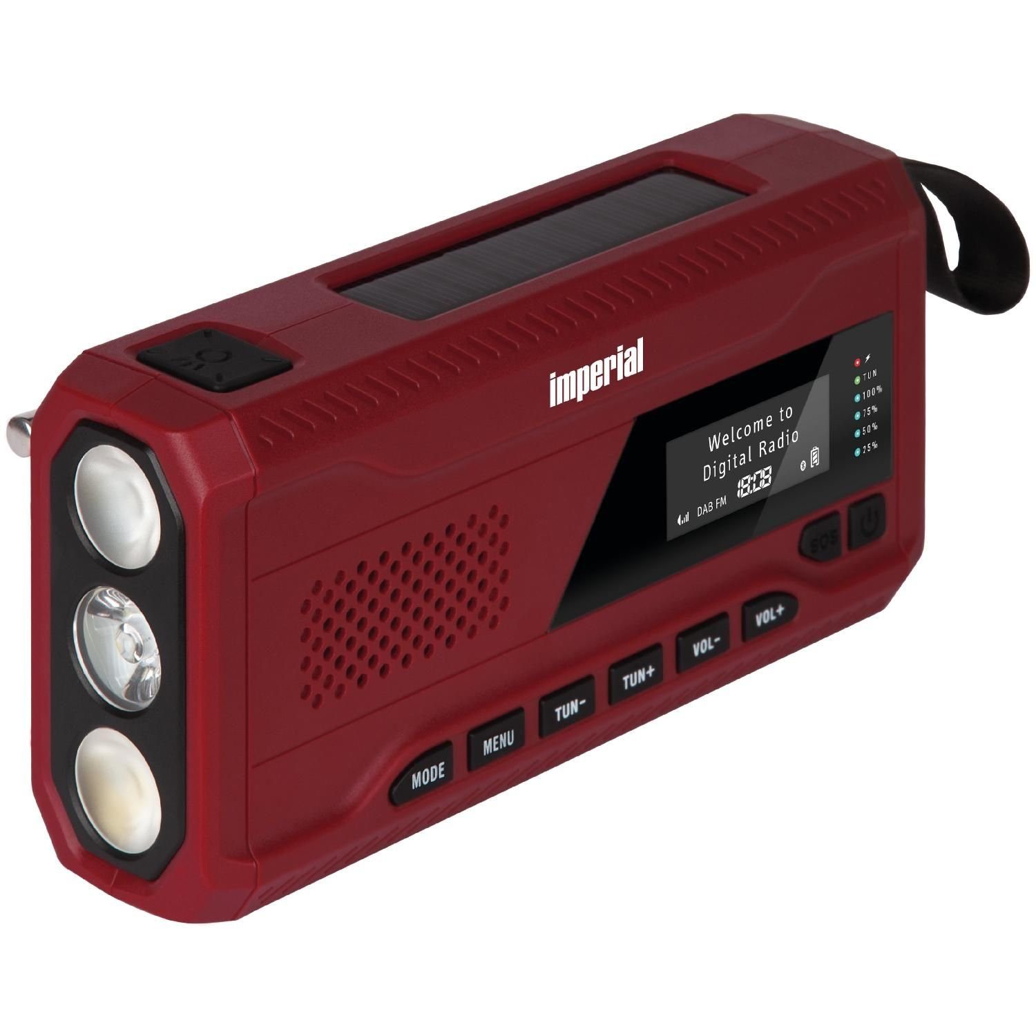 Warnfunktion über 2 (mit Sleeptimer, Taschenlampe, SOS 2 Empfang by FM, OR Powerbankfunktion, DAB, Streaming, DAB+/ Outdoorradio W, Kurbelradio Digitalradio Batterieladeanzeige) (DAB) / IMPERIAL UKW Bluetooth Solarzellen, TELESTAR DABMAN und DAB+, AM,