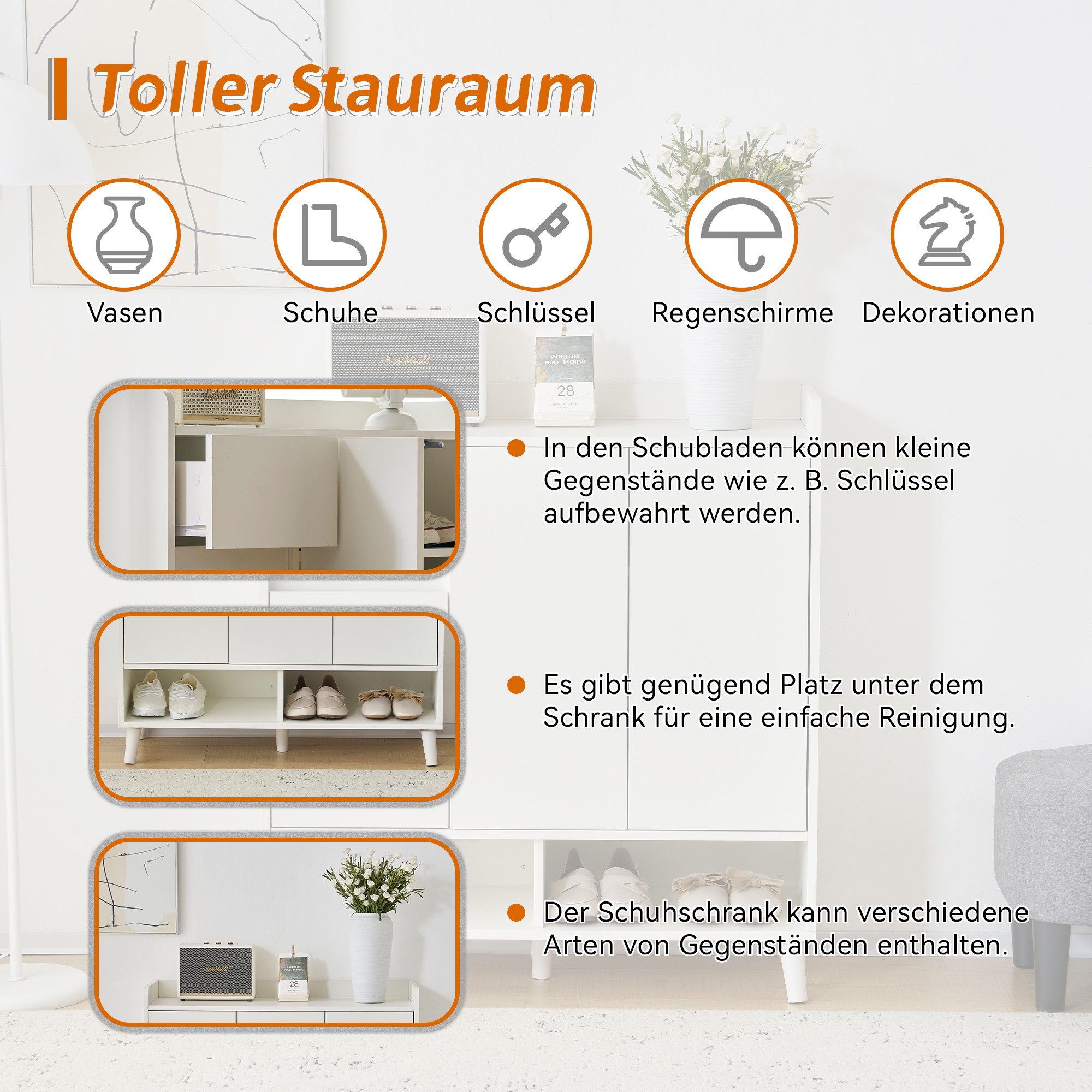 Tongtong Sideboard Kommode, Schuhschrank mit verstellbaren Einlegeböden, H9 günstig online kaufen