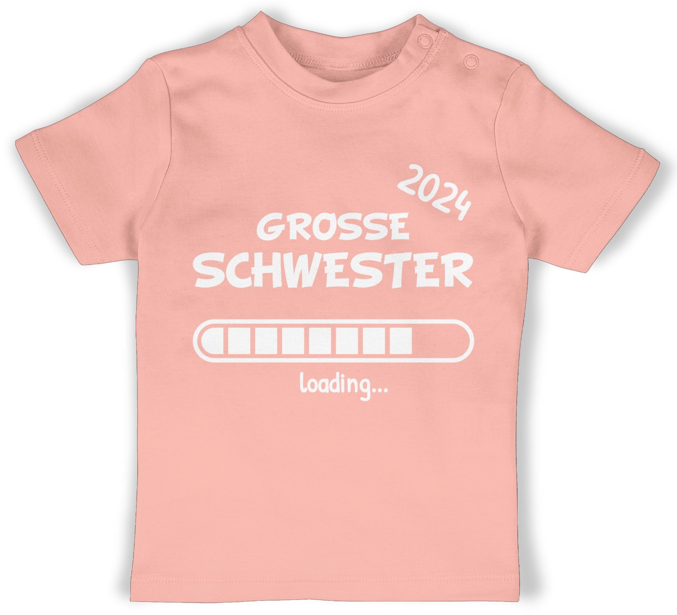 Shirtracer T-Shirt Große Schwester 2024 loading Geschwister Bruder und Schwester 1 Babyrosa