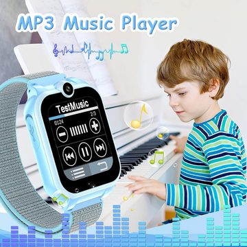 PTHTECHUS Smartwatch (1,65 Zoll), Kinder Telefon Uhr mit Zwei Wege Gespräch MP3 Dual Kamera 4-15 Jahre