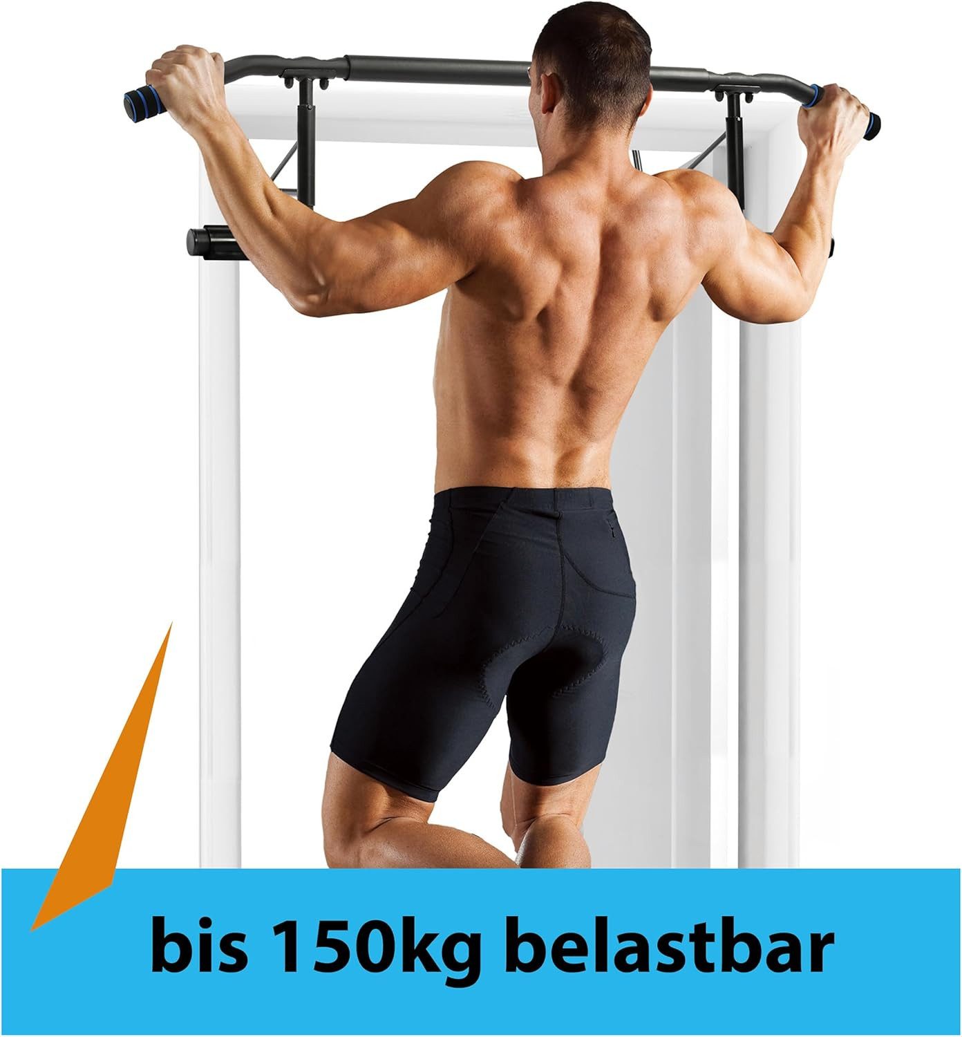 body coach Klimmzugstange Türreck für Türrahmen ohne Bohren Pull Up Bar klappbar faltbar (Spar-Set, komplett-Set), 3 Fitnessgeräte in einem