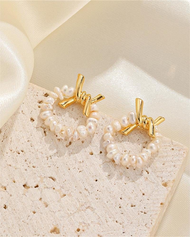 Rouemi Paar Ohrstecker Vintage-Ohrringe für Frauen, einfache und großzügige Perlenohrringe | Ohrstecker